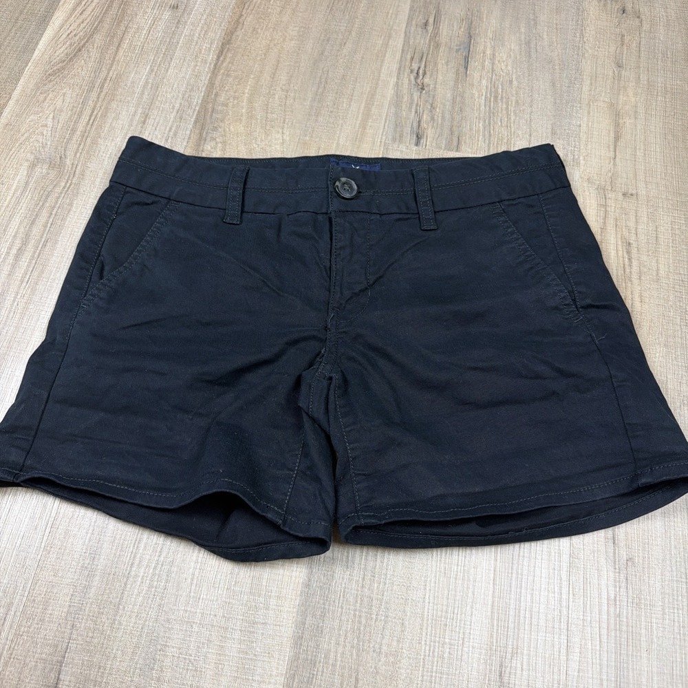 American‎ Eagle Midi Shorts Womens Size 4 Black Stretch Cotton Casual